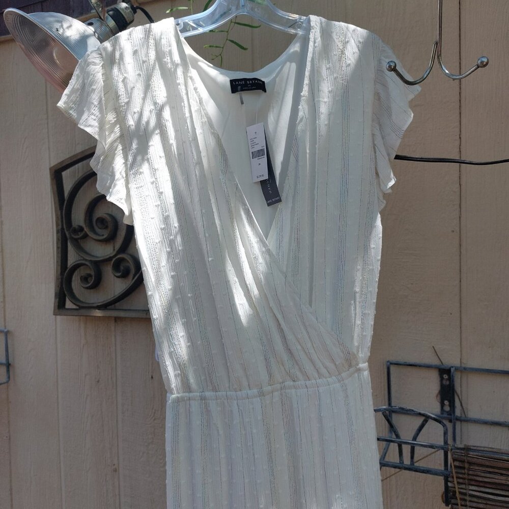Lane Bryant Cream Summer Maxi Wrap Dress with Metallic Threads Lurex